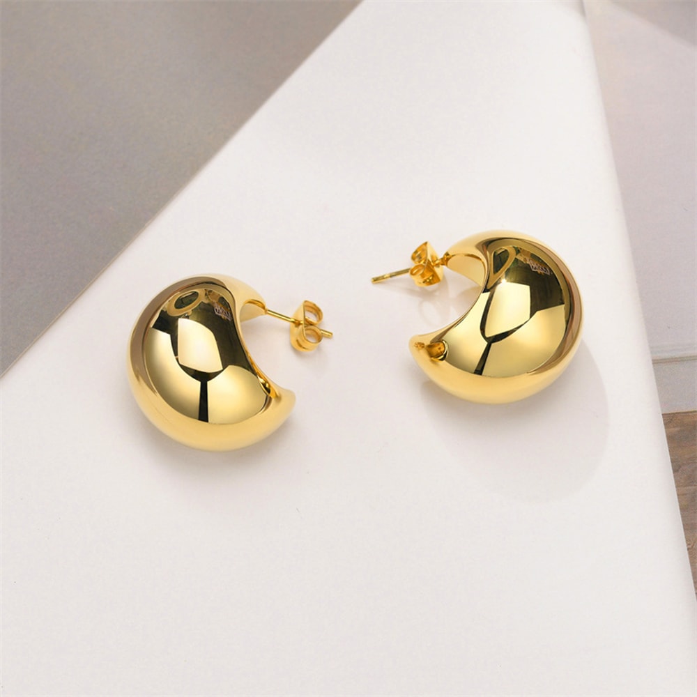 Vintage Drop Earrings For Women Gold Plated Stainless Steel Thick Teardrop Earring Statement Weddin 3