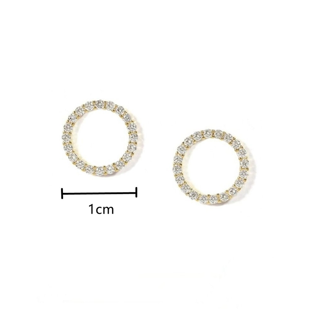 Simple Gold Color Crystal Stud Earrings Silver Needle Small Circle Earrings For Women Fashion Jewel 3
