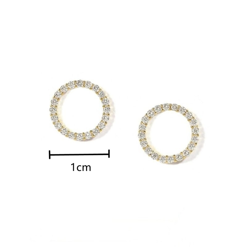 Simple Gold Color Crystal Stud Earrings Silver Needle Small Circle Earrings For Women Fashion Jewel 3