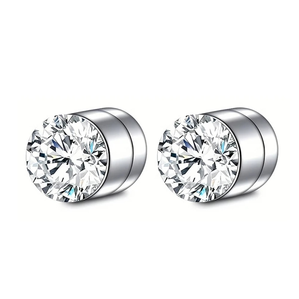 Crystal Strong Magnetic Ear Stud Clip Earrings For Men Women Punk Round Zircon Magnet Earrings Non 3