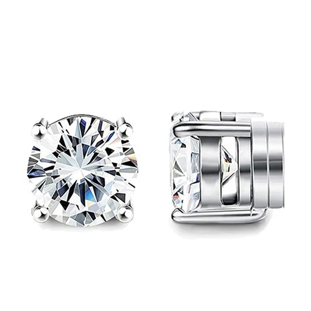 Crystal Strong Magnetic Ear Stud Clip Earrings For Men Women Punk Round Zircon Magnet Earrings Non 4