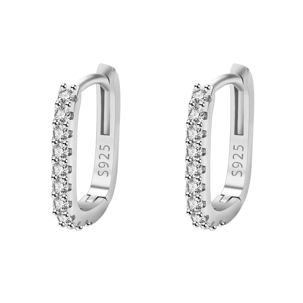 Fashion Sterling Silver Zircon Circle Hoop Earrings For Women Luxury Crystal Jewellery Wedding Par 4
