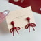 Retro Style Red Bow Knot Stud Earrings For Women Simple Ear Rings Ballet Ribbon Aesthetics Elegant 5