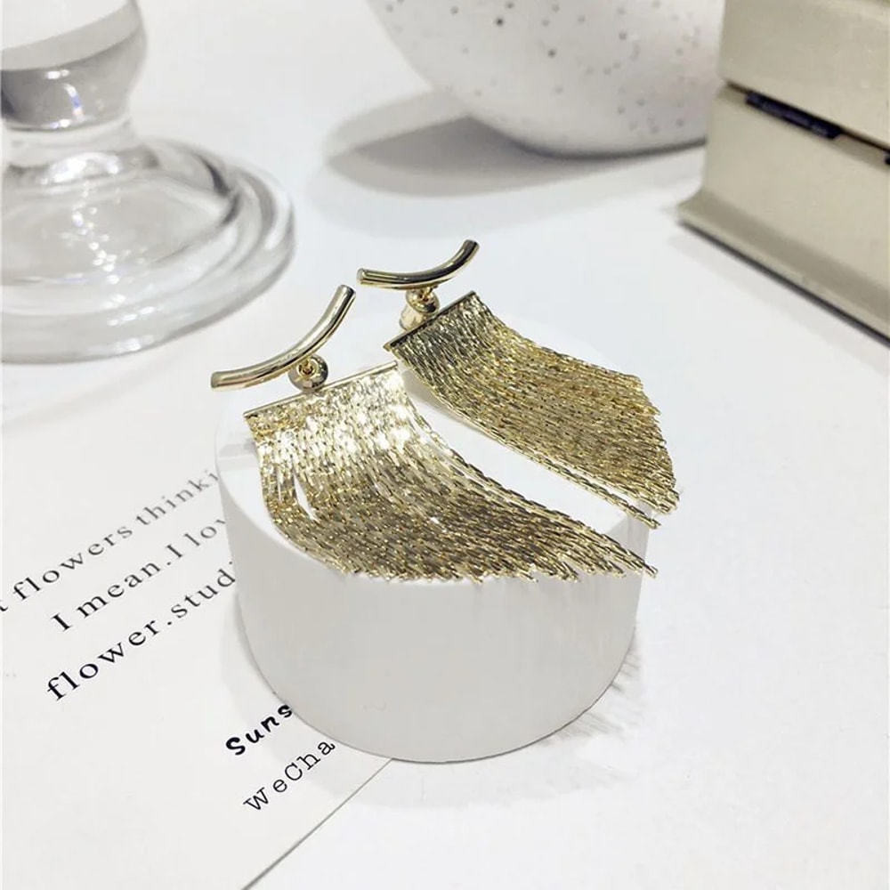 Fashion Statement Earring Long Tassel Earrings For Women Gold Color Bling Earrings Wedding Jeweller 3