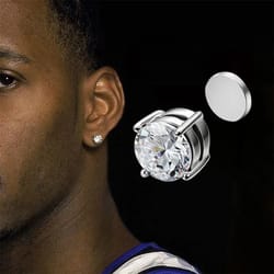 crystal magnetic no-pierce stainless steel stud earrings for men, punk zircon magnet earrings, non-piercing jewellery