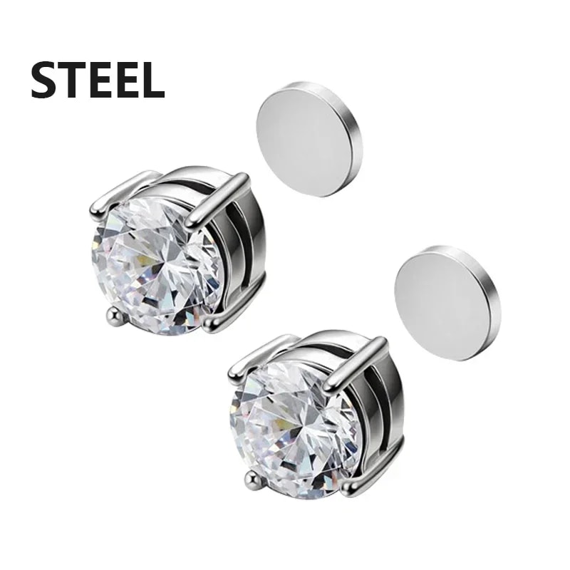 Crystal Magnetic NoPierce Stainless Steel Stud Earrings For Men Punk Zircon Magnet Earrings NonPier 7