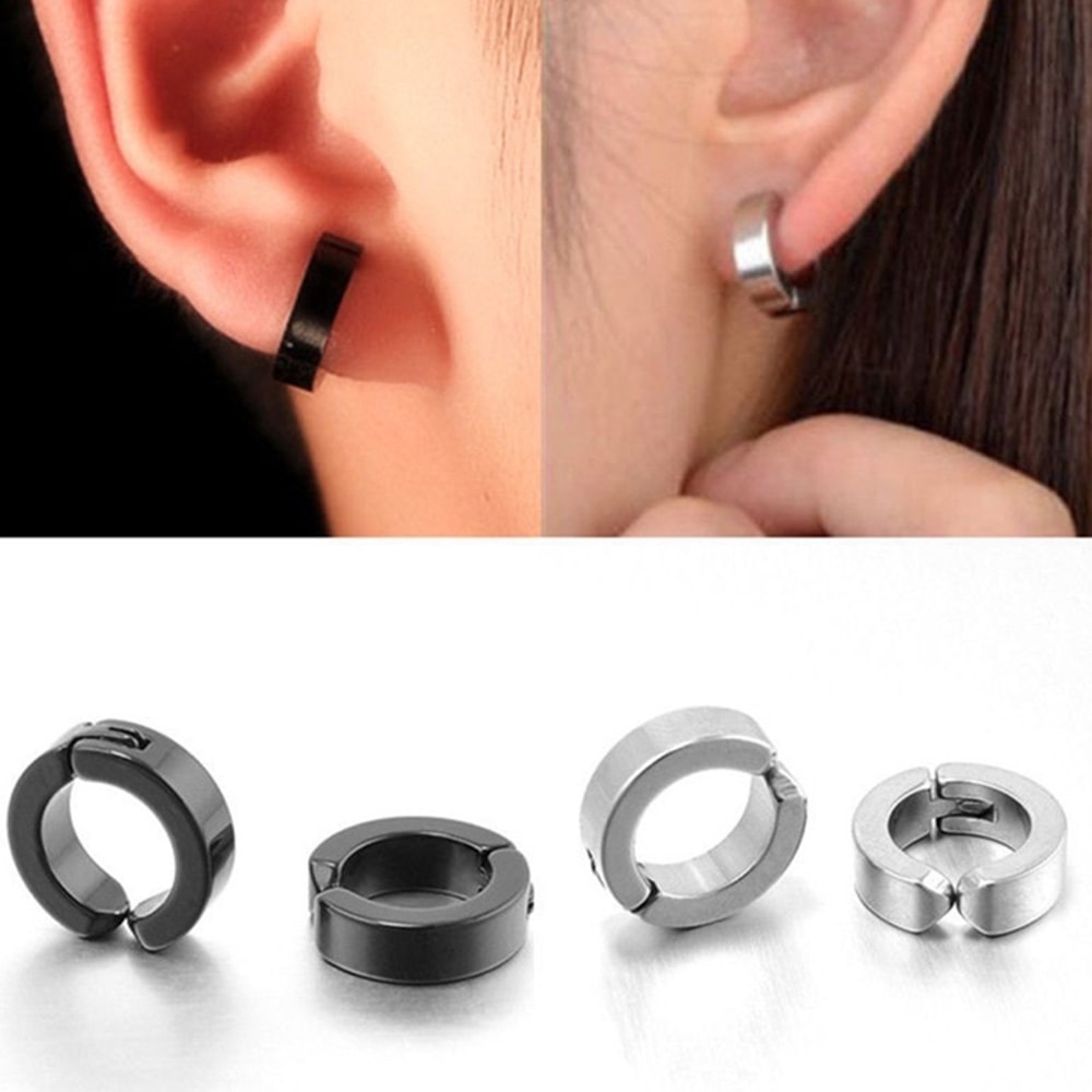 Fashion Ear Clip Non Piercing Earrings For Men Circle Round Earring Punk Rock Style Jewellery Gift 3