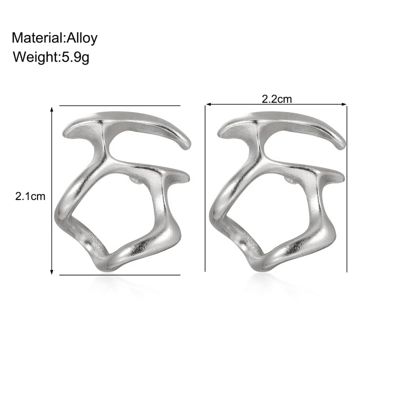 Fashion Punk Irregular Liquid Earrings HipHop Personality Metal Hollow Earrings Clipon Girls Party 4