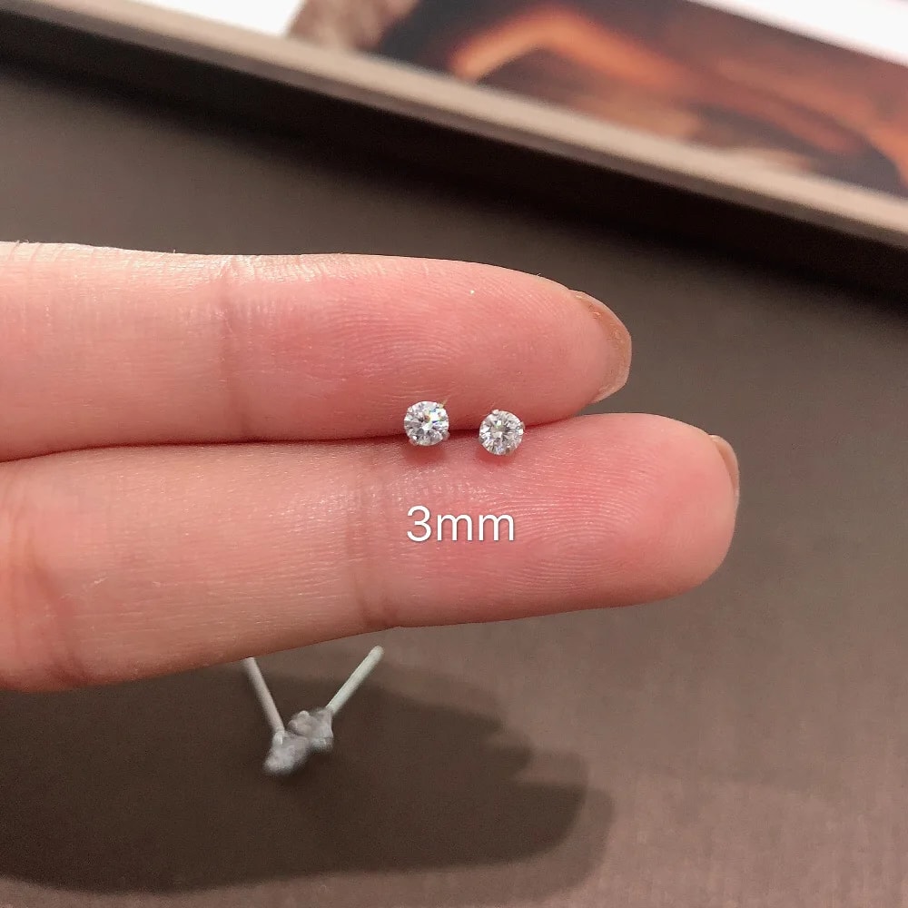 Sterling Silver Jewellery Cute Tiny Clear Crystal Stud Earrings Fashion Gift For Women Girls Teens 2