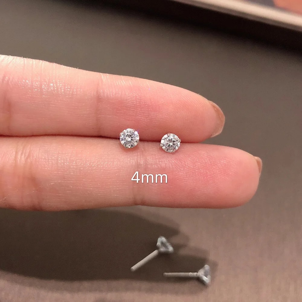 Sterling Silver Jewellery Cute Tiny Clear Crystal Stud Earrings Fashion Gift For Women Girls Teens 4
