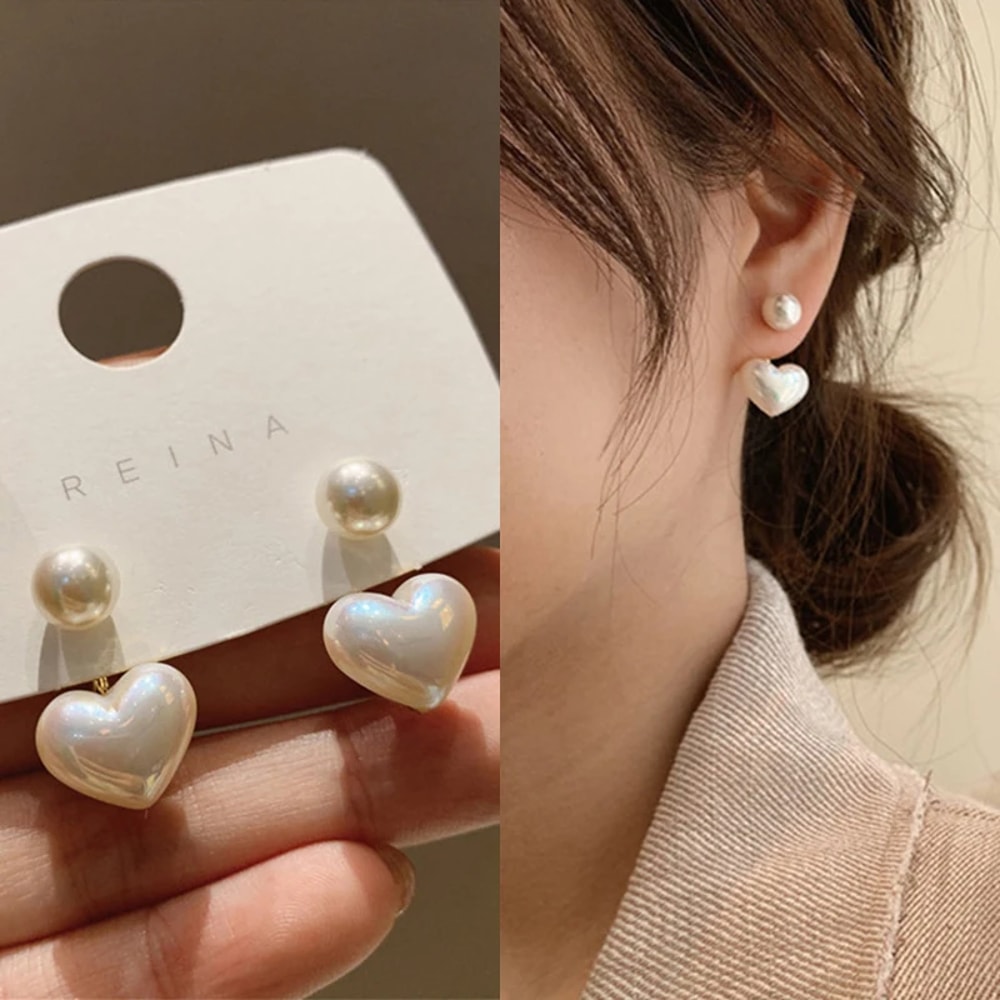 Fashion Love Heart Pearl Earrings For Women Sweet Elegant Drop Earrings Trend Jewellery Accessories 0