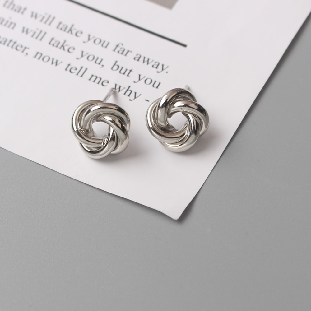 Tiny Metal Stud Earrings For Women Gold Color Twist Round Earrings Small Unusual Earrings Fashion J 3