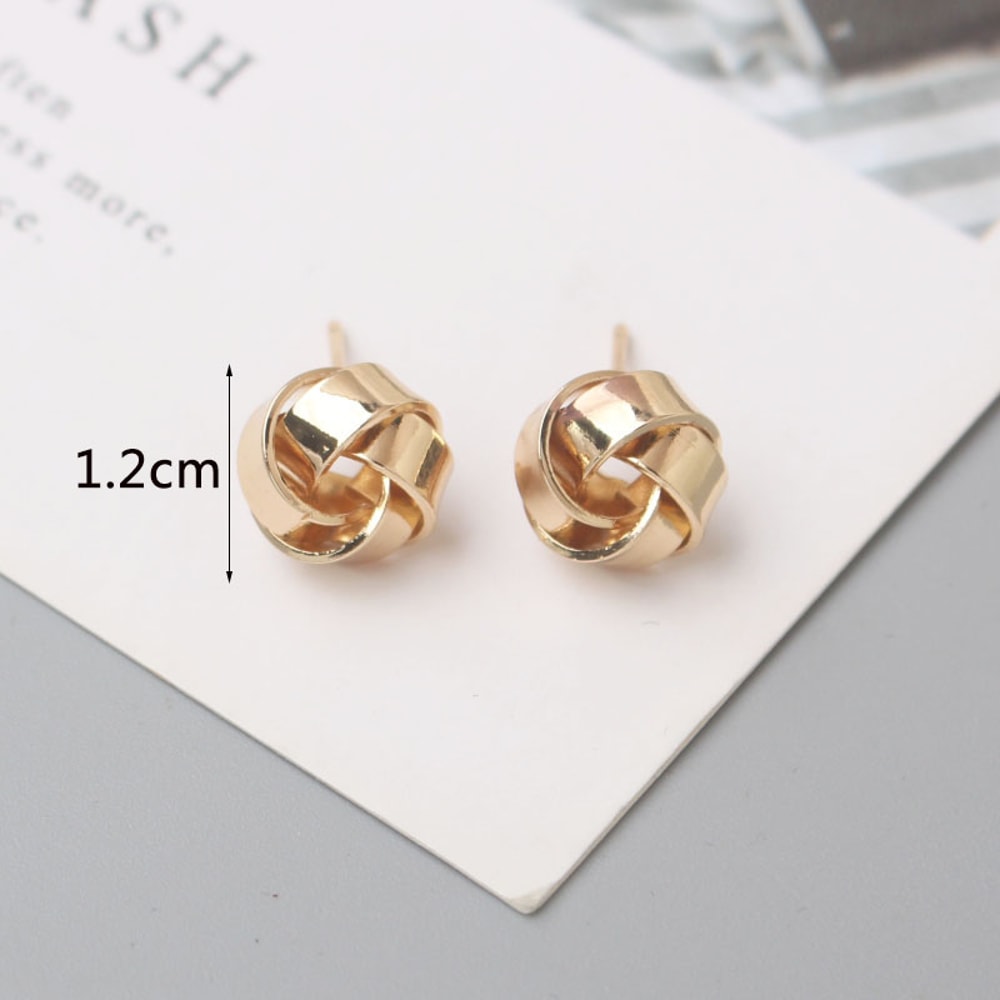 Tiny Metal Stud Earrings For Women Gold Color Twist Round Earrings Small Unusual Earrings Fashion J 5