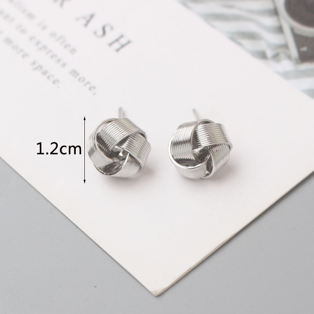 Tiny Metal Stud Earrings For Women Gold Color Twist Round Earrings Small Unusual Earrings Fashion J 6