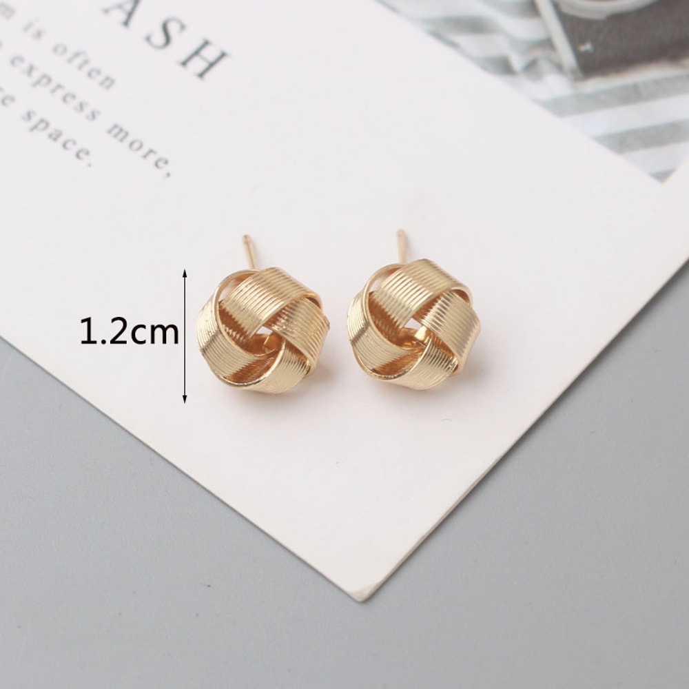 Tiny Metal Stud Earrings For Women Gold Color Twist Round Earrings Small Unusual Earrings Fashion J 8