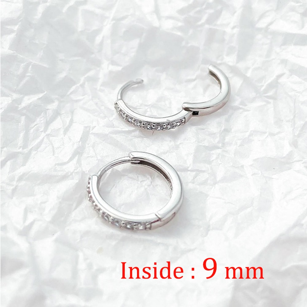 Stainless Steel Minimal Crystal Zircon Hoop Earrings Small Cartilage Piercing Gold And Silver Color 1