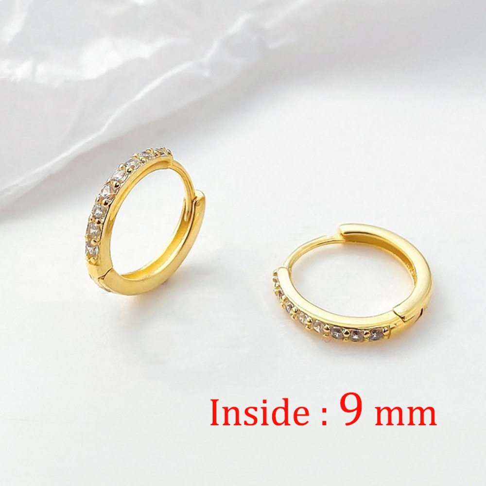 Stainless Steel Minimal Crystal Zircon Hoop Earrings Small Cartilage Piercing Gold And Silver Color 4