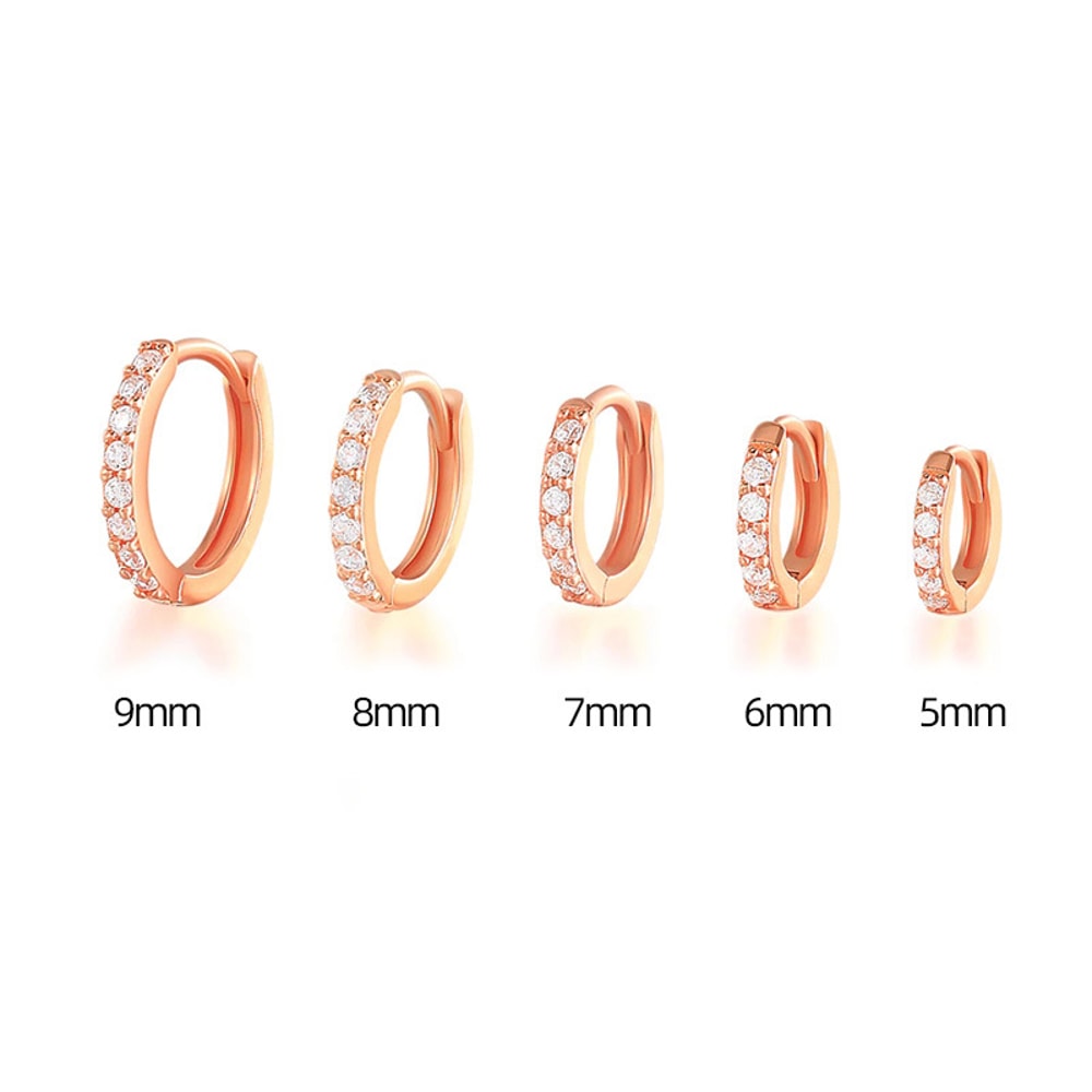 Stainless Steel Minimal Crystal Zircon Hoop Earrings Small Cartilage Piercing Gold And Silver Color 5