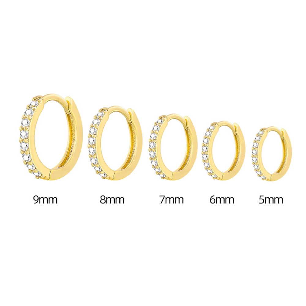 Stainless Steel Minimal Crystal Zircon Hoop Earrings Small Cartilage Piercing Gold And Silver Color 8