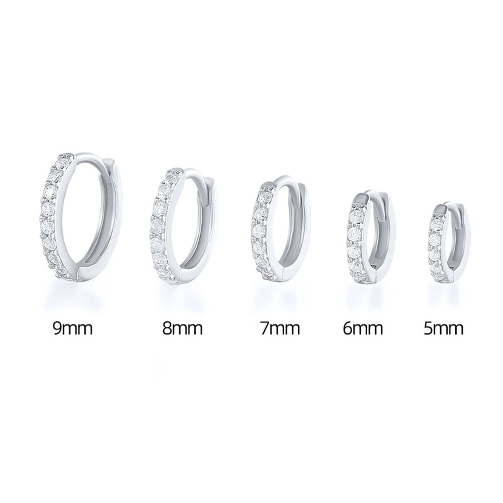 Stainless Steel Minimal Crystal Zircon Hoop Earrings Small Cartilage Piercing Gold And Silver Color 9