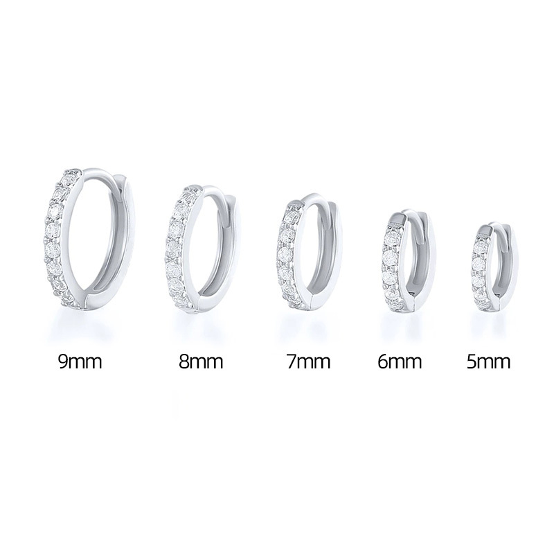Stainless Steel Minimal Crystal Zircon Hoop Earrings Small Cartilage Piercing Gold And Silver Color 9