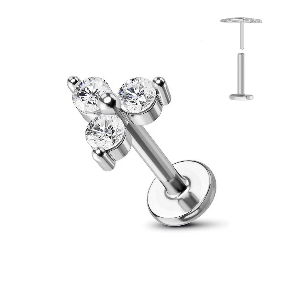 Titanium Flower Thread Less Earring Piercing Petals Leaf Heart Butterfly Pin For Conch Push Piercin