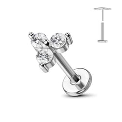 titanium flower thread less earring piercing, petals leaf heart butterfly pin for conch push piercing jewellery