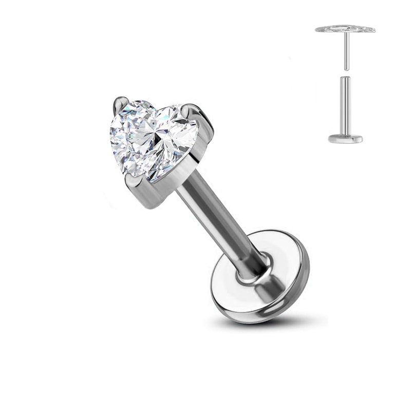 Titanium Flower Thread Less Earring Piercing Petals Leaf Heart Butterfly Pin For Conch Push Piercin