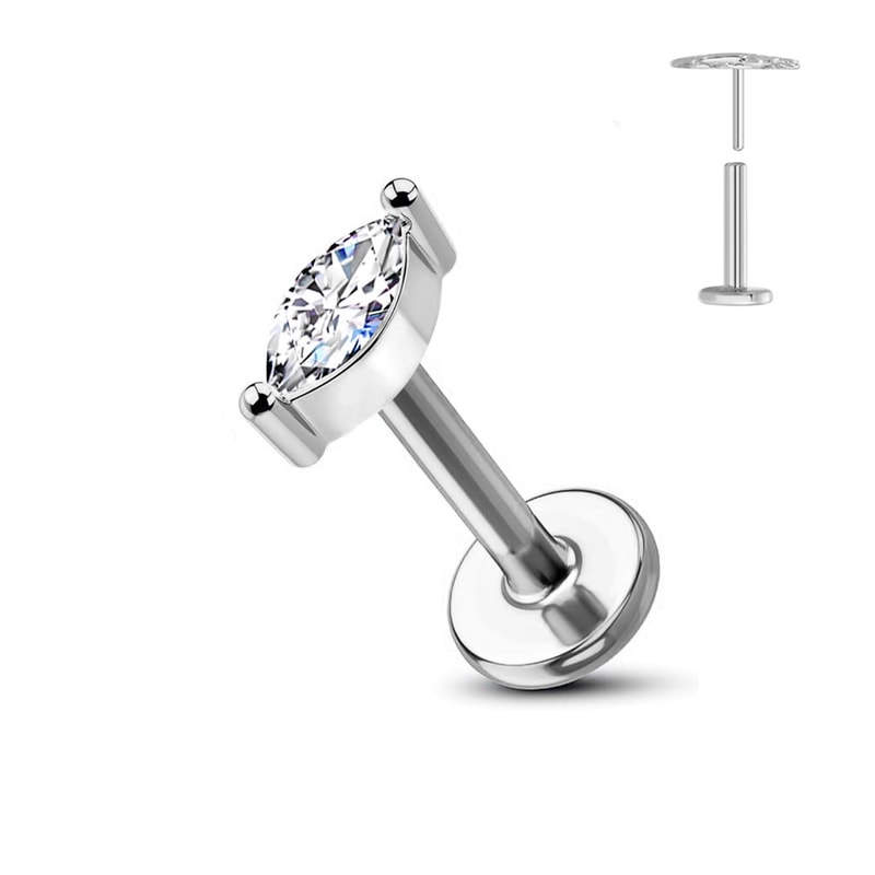 Titanium Flower Thread Less Earring Piercing Petals Leaf Heart Butterfly Pin For Conch Push Piercin