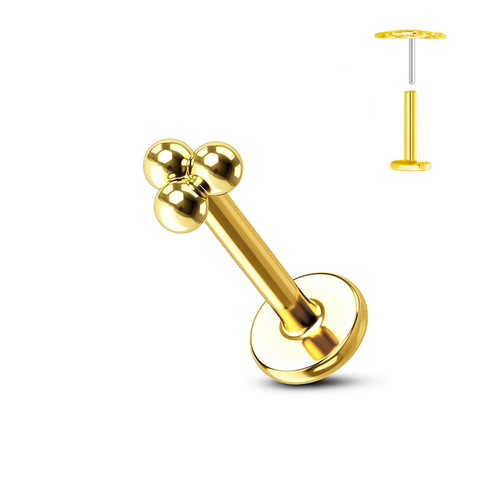 Titanium Flower Thread Less Earring Piercing Petals Leaf Heart Butterfly Pin For Conch Push Piercin