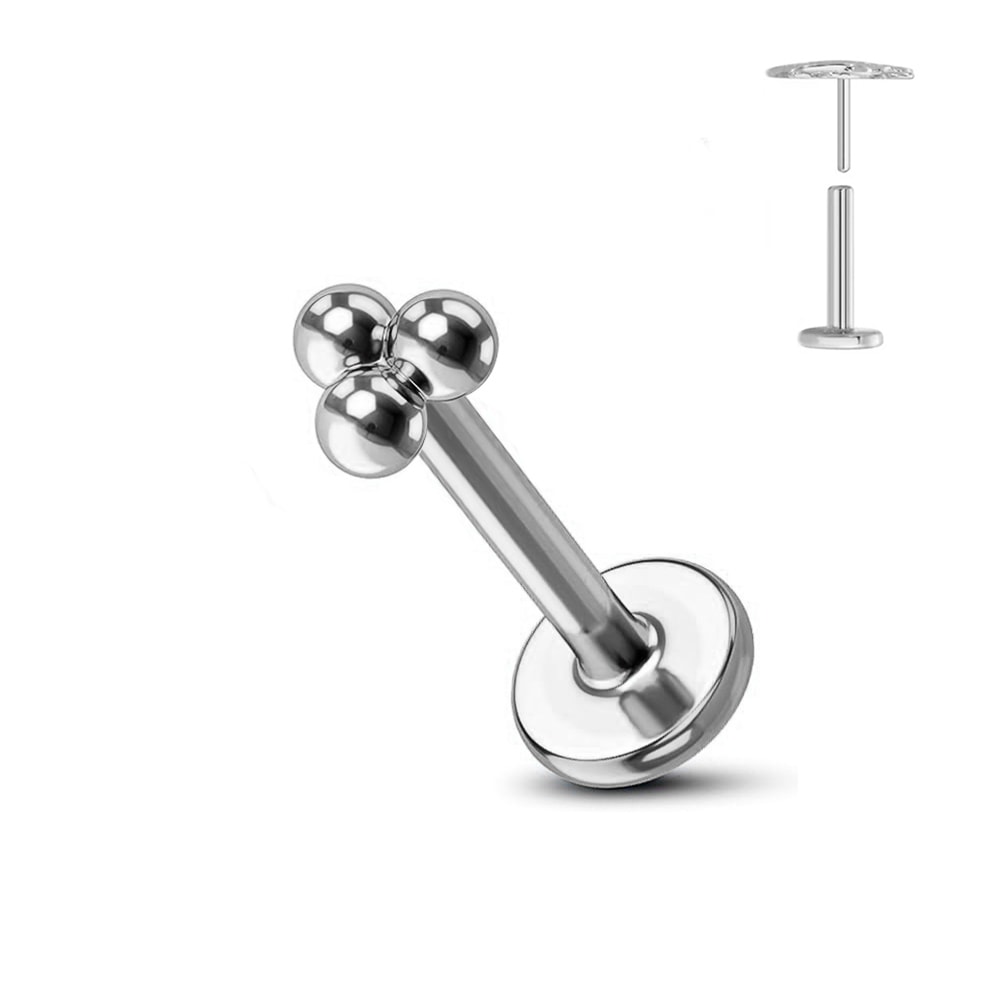 Titanium Flower Thread Less Earring Piercing Petals Leaf Heart Butterfly Pin For Conch Push Piercin