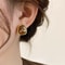 Vintage Coffee Color Square Resin Stud Earrings Fashion Metal Geometric Jewellery For Women Irregul 0