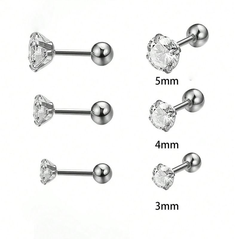 Classic Zircon Stud Earrings For Women Stainless Steel Cartilage Piercing Jewelry Elegant Girls Ear 4
