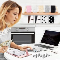 money saving organiser, pu leather budget binder, marble notebook, budget planner envelope for office & school supplies