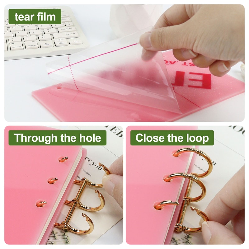 Frosting Thick Line Acrylic Loose Leaf Binder Account Book Journal Planner Office Stationery Suppli 3