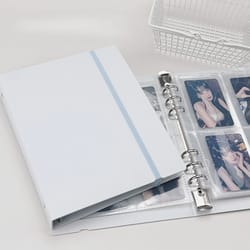 white blue binder, photo cards collect book, diary agenda planner cover, album stationery for organizing memories