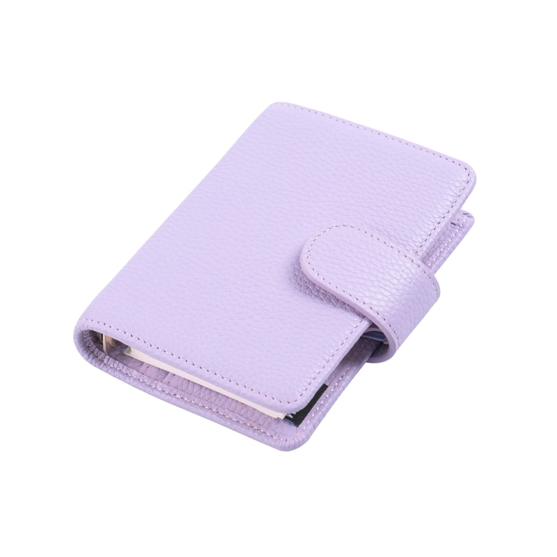 Regular Rings Planner Pebbled Grain Cowhide Mini Notebook Rings Organiser Journey Diary 6