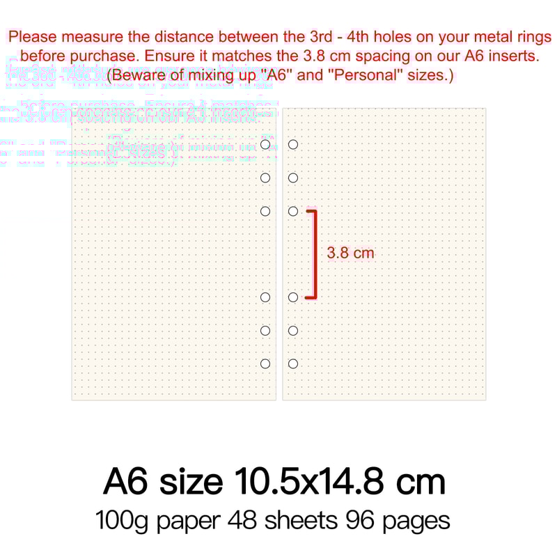 High Quality Ring Binder Notebook Insert Refills Loose Leaf Spiral Diary Planner Paper Durable Inne