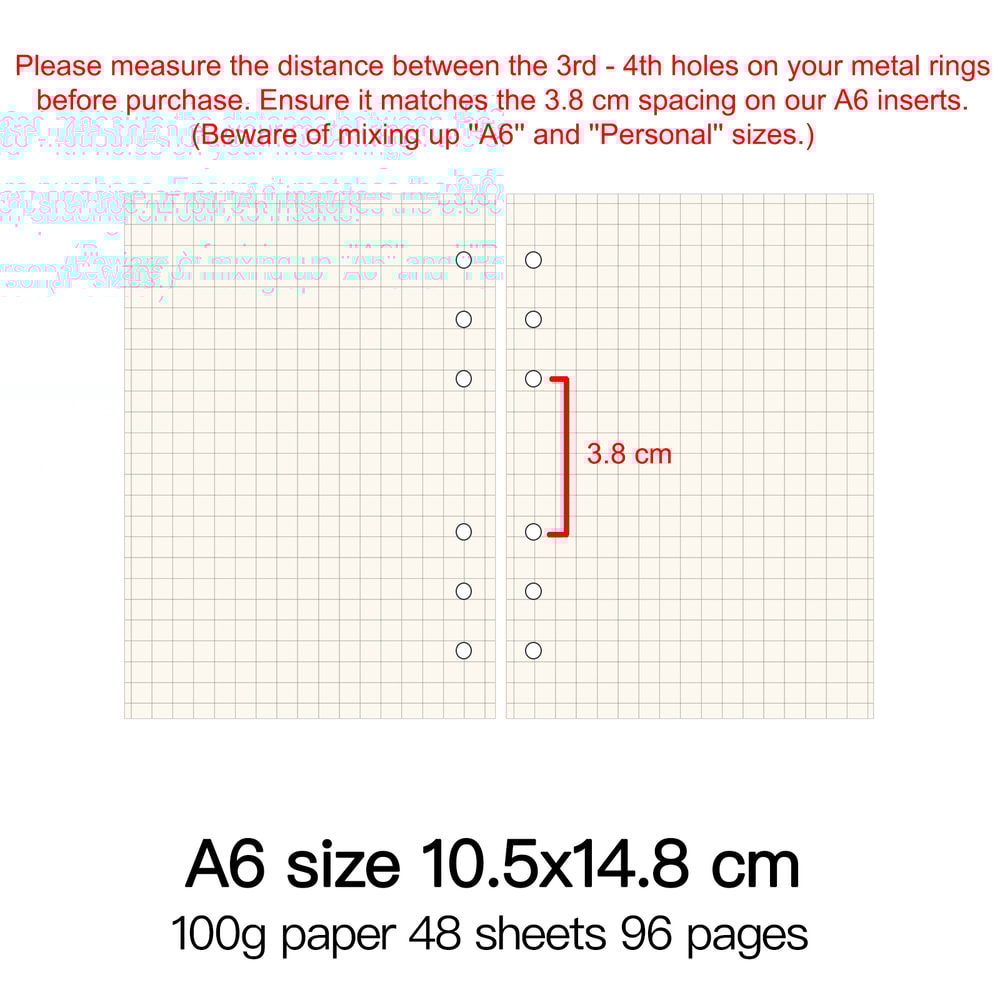 High Quality Ring Binder Notebook Insert Refills Loose Leaf Spiral Diary Planner Paper Durable Inne