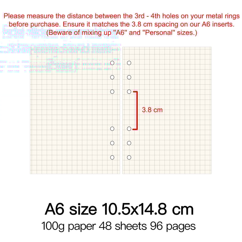 High Quality Ring Binder Notebook Insert Refills Loose Leaf Spiral Diary Planner Paper Durable Inne