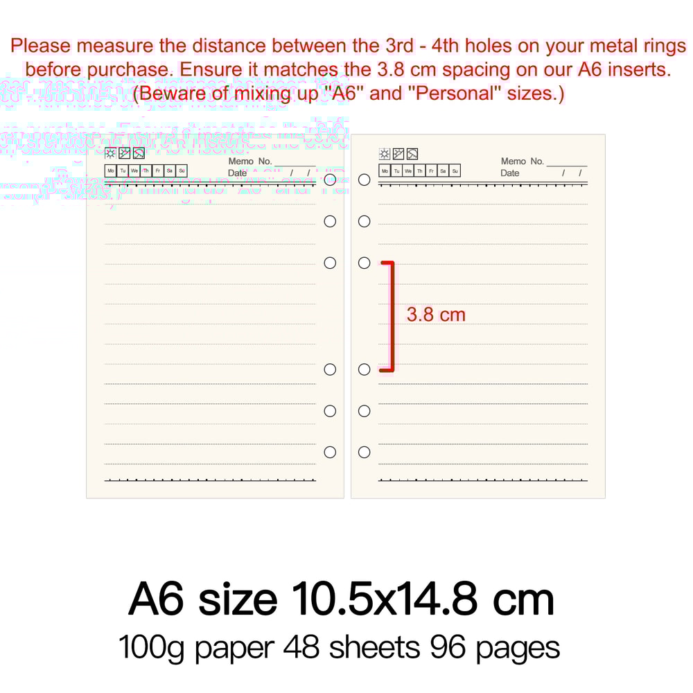 High Quality Ring Binder Notebook Insert Refills Loose Leaf Spiral Diary Planner Paper Durable Inne