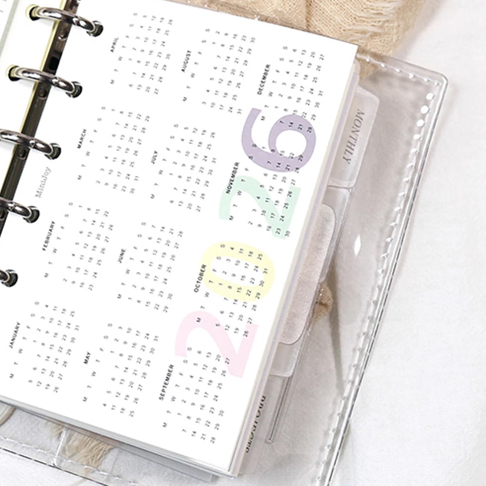 Calendar Colorful Yearly Monthly Planner Refills Calendar Fold Design Loose Leaf Paper Reusable Pla