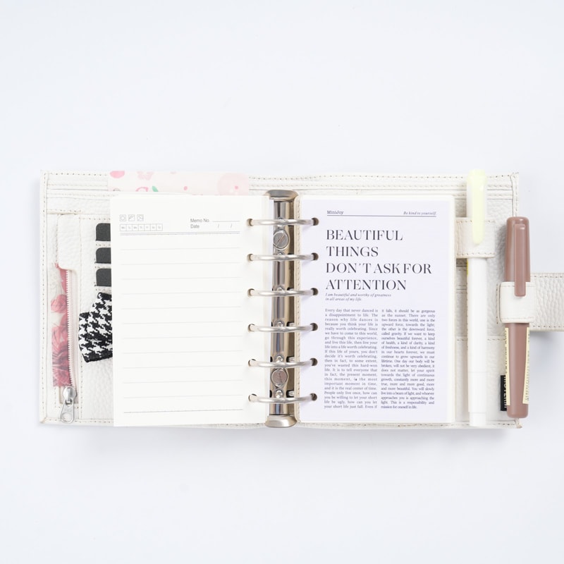 Pocket Size Planner Pebbled Grain Leather Notebook Ring Mini Agenda Organizer Diary Notepad For Dai