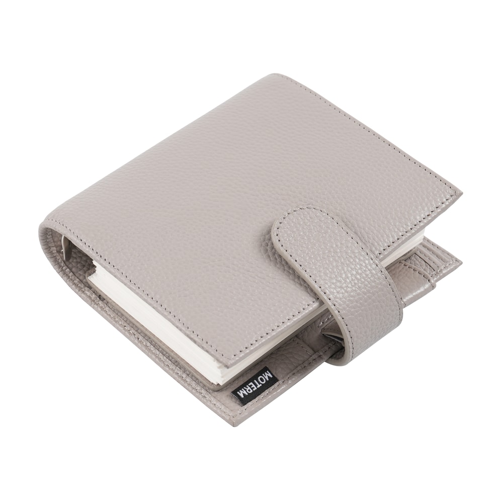 Pocket Size Planner Pebbled Grain Leather Notebook Ring Mini Agenda Organizer Diary Notepad For Dai