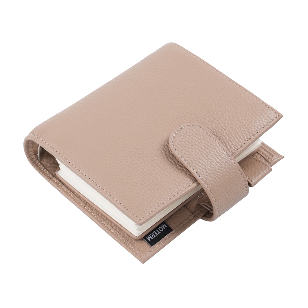 Pocket Size Planner Pebbled Grain Leather Notebook Ring Mini Agenda Organizer Diary Notepad For Dai