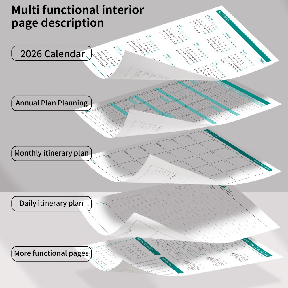 Self-Discipline Calendar Planner, Daily Organizer, Portable Notebook, Weekly & Monthly Planner Layouts