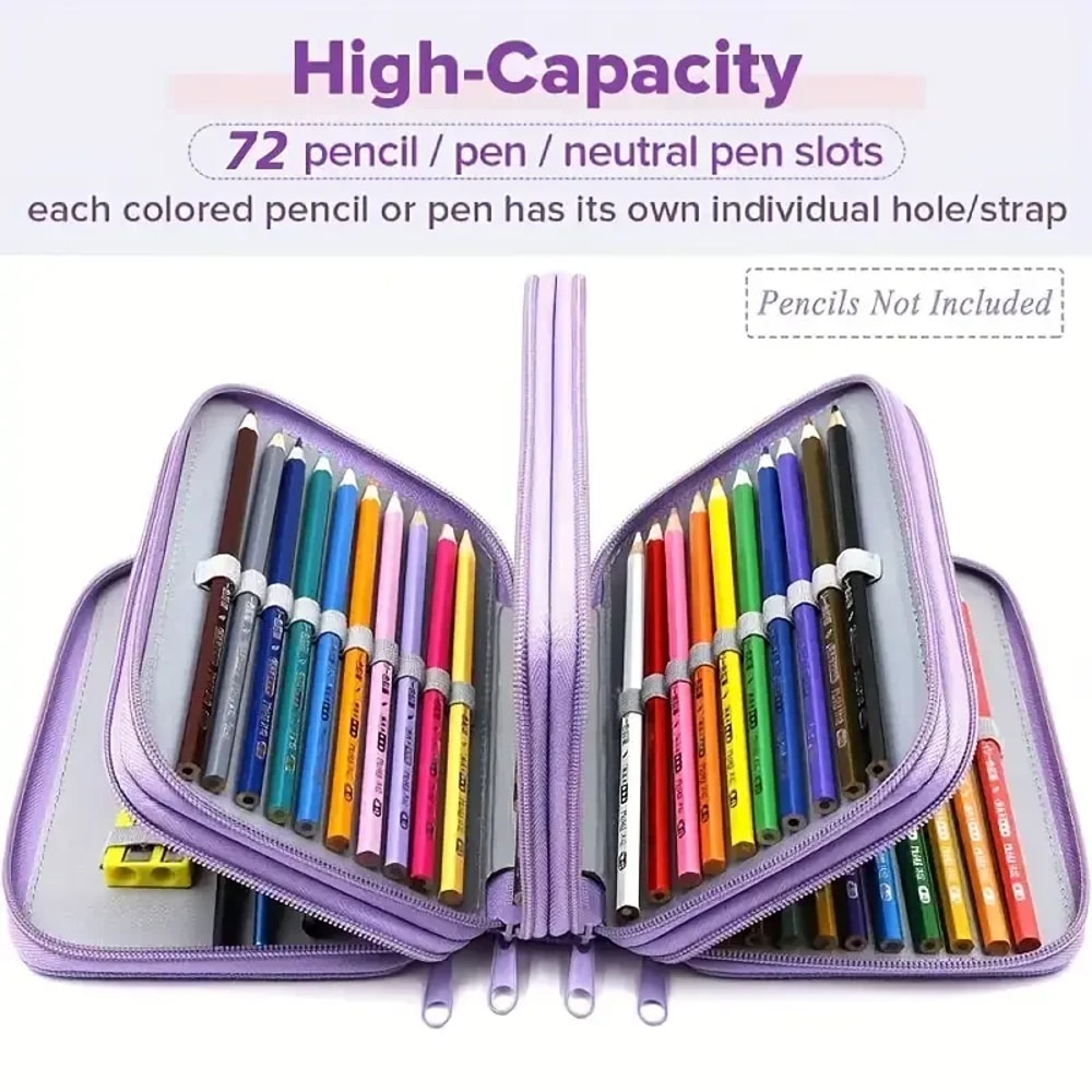 Pencil Case Portable Large Capacity Multifunction Pencil Bag With Zipper Pocket Art School Statione