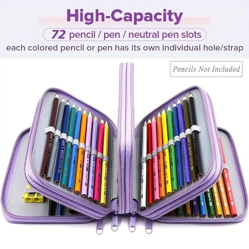 Pencil Case Portable Large Capacity Multifunction Pencil Bag With Zipper Pocket Art School Statione