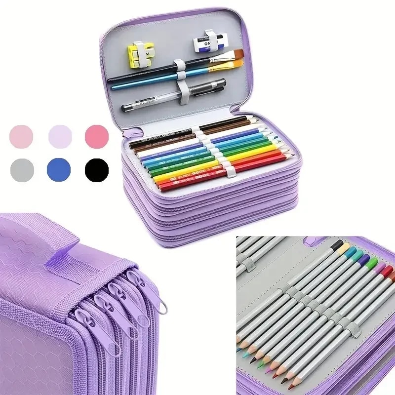 Pencil Case Portable Large Capacity Multifunction Pencil Bag With Zipper Pocket Art School Statione
