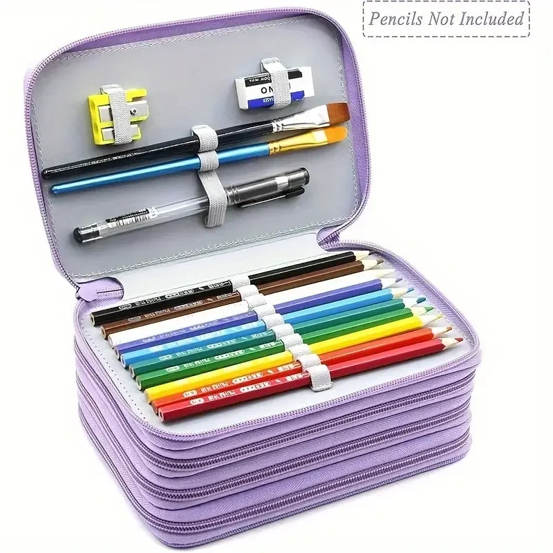 Pencil Case Portable Large Capacity Multifunction Pencil Bag With Zipper Pocket Art School Statione